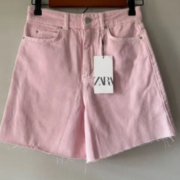 Zara Pants - Zara Women's High Rise Pink Denim Shorts Size 2